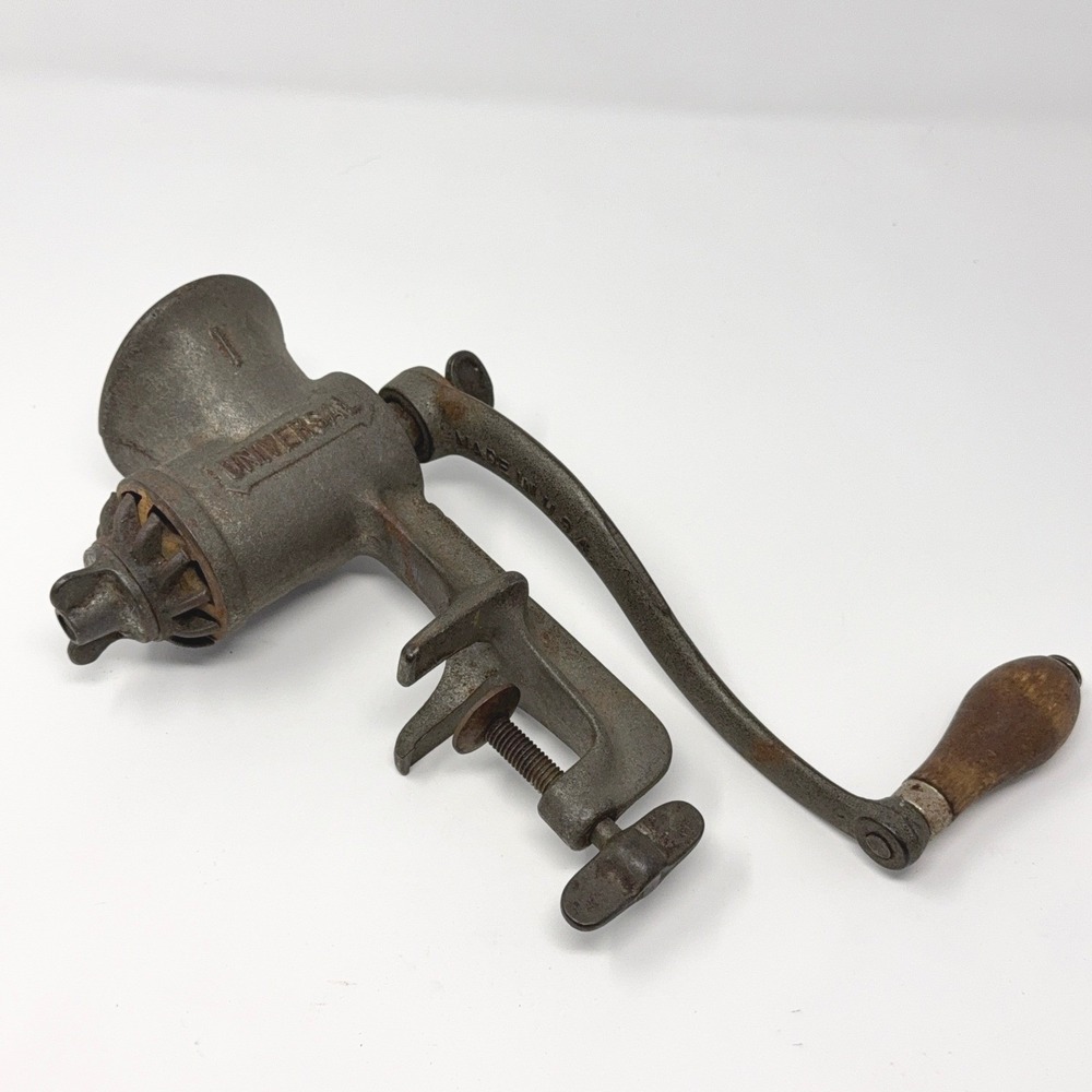 Vintage Meat Grinder Universal No. 1 Food Hand Crank Table Mount Made In USA